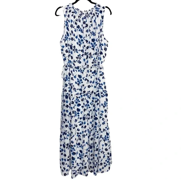 NWT Elizabeth and James Blue Floral Smocked Neck Tiered Maxi Dress Womens XXL - Picture 3 of 10